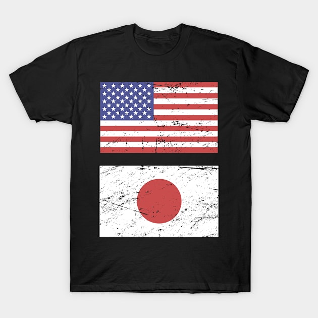 United States Flag & Japan Flag T-Shirt by Wizardmode